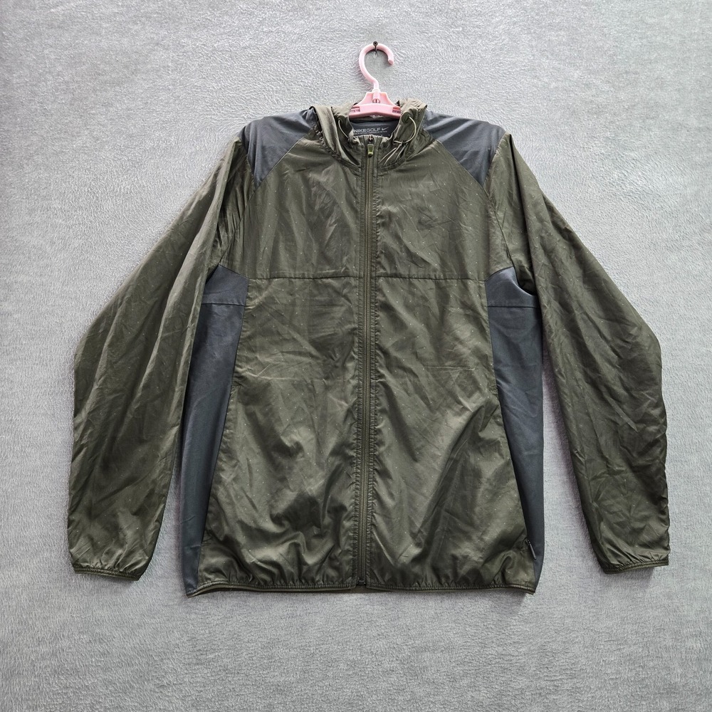 Nike Men Jacket M‎ Green Ripstop Windbreaker Long Sleeve Polyester